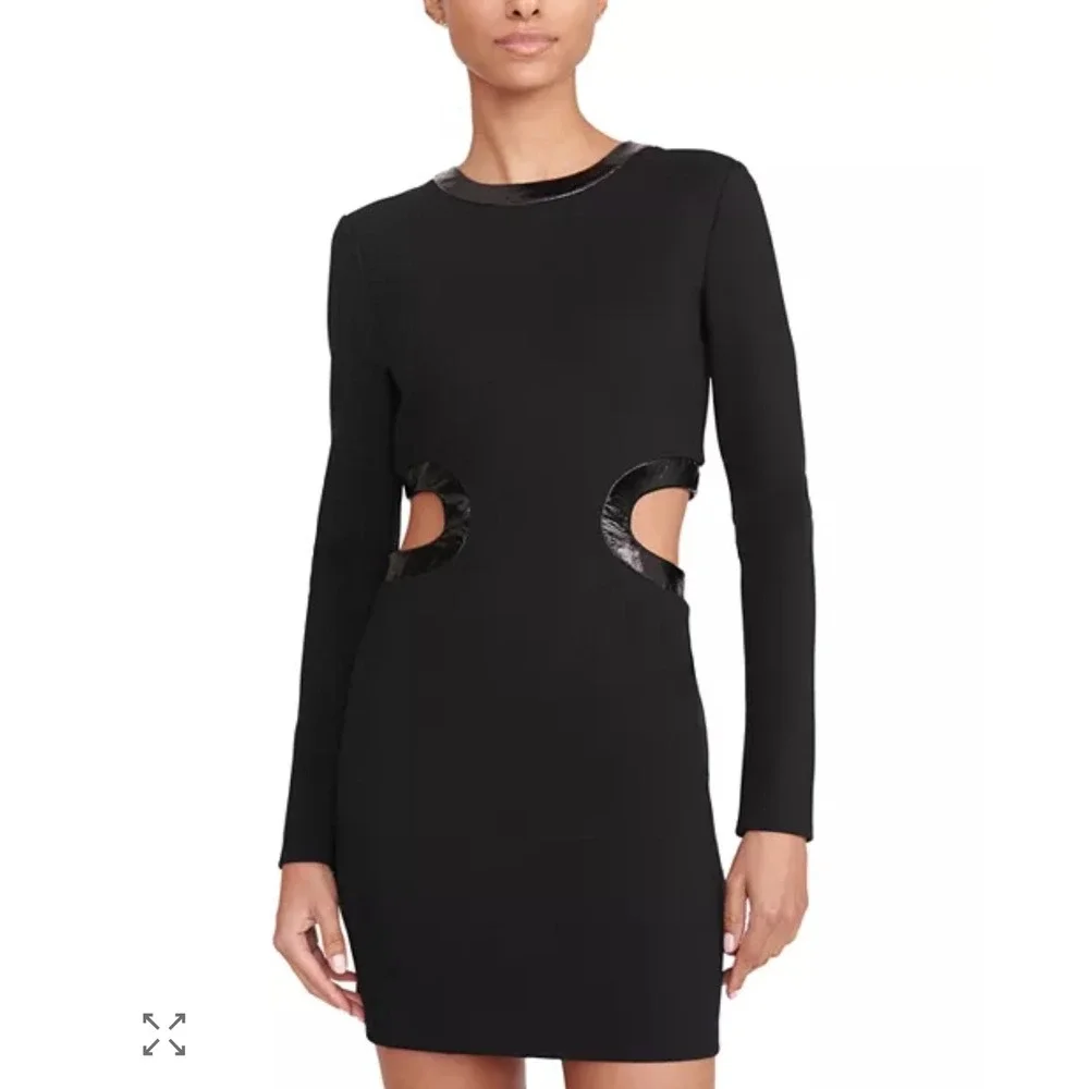 staud vegan leather dress NEW STAUD MAE OFF-THE-SHOULDER VEGAN LEATHER DRESS BARK SIZE S $395.00